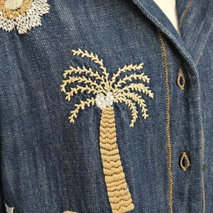 Chore Coat- Denim Embroidered Vacation