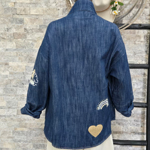 Chore Coat- Denim Embroidered Vacation