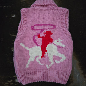 Vest- Handknit Cowboy Swing Vest (Watermelon)
