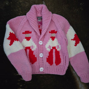 Cardigan- Handknit Cropped Cowboy Cardi (Bubblegum)