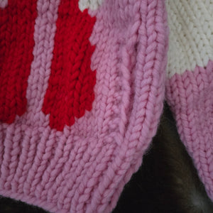 Cardigan- Handknit Cropped Cowboy Cardi (Bubblegum)