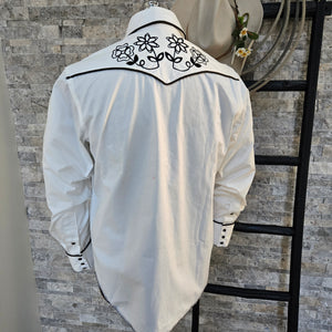 Field Bloom Roper- Men's White Chainstitched Western Shirt