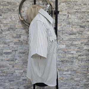 Saloon Stripe- Men's Luxury Short Sleeve Stripe Western Shirt (White)