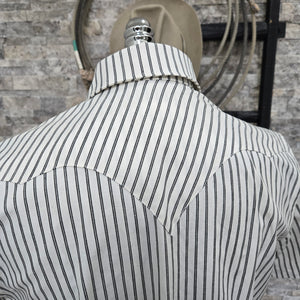 Saloon Stripe- Men's Luxury Short Sleeve Stripe Western Shirt (White)