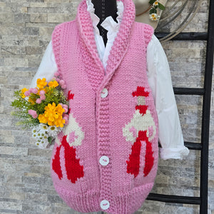 Vest- Handknit Cowboy Swing Vest (Watermelon)