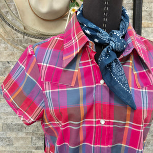 Dolly- Women's Pink Plaid Short Sleeve Shirt