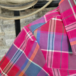 Dolly- Women's Pink Plaid Short Sleeve Shirt
