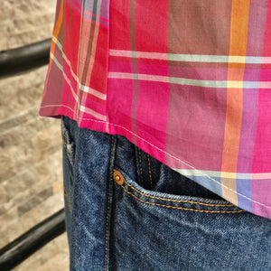 Dolly- Women's Pink Plaid Short Sleeve Shirt