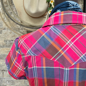 Dolly- Women's Pink Plaid Short Sleeve Shirt