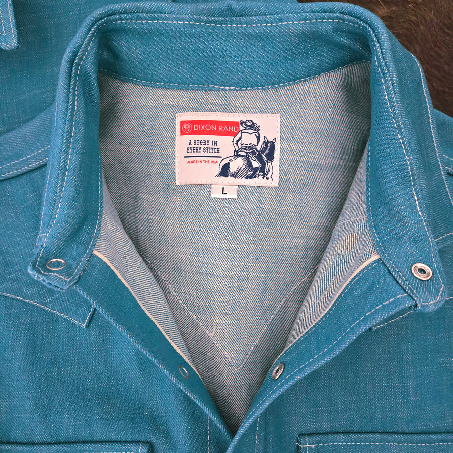 The Rambler- Men's Bootstitched Turquoise Selvedge Denim Shirt