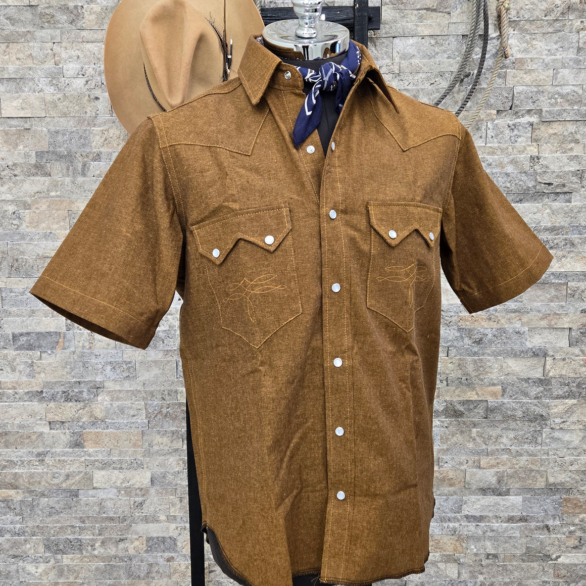 Highwayman- Short Sleeve Linen Blend (Spice)