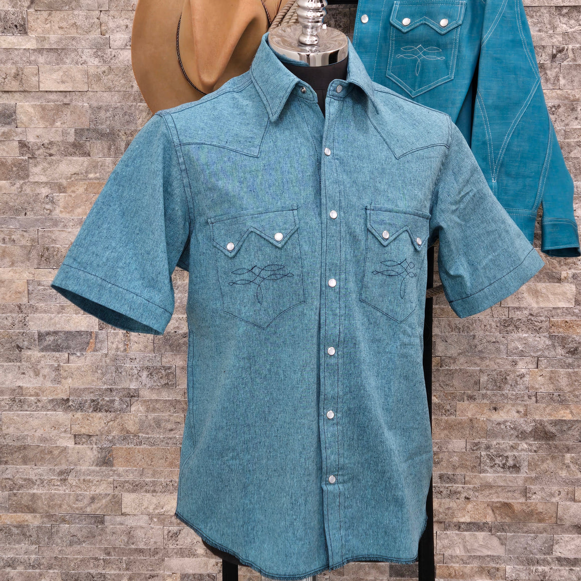 Highwayman- Short Sleeve Linen Blend (Malibu)