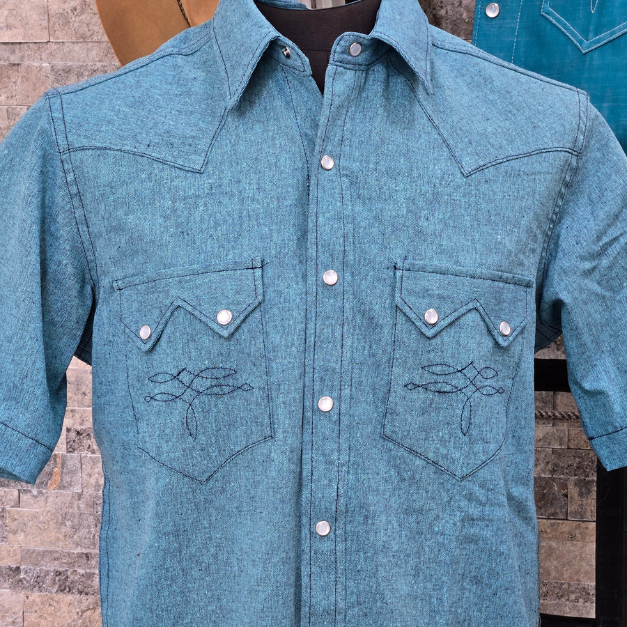 Highwayman- Short Sleeve Linen Blend (Malibu)