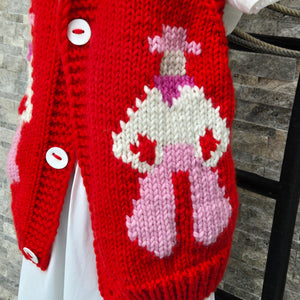Vest- Handknit Cowboy Swing Vest (Cherry)
