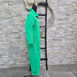 Coverall- Chainstitched Grass Green Field Bloom (sz.M)
