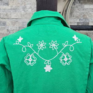 Coverall- Chainstitched Grass Green Field Bloom (sz.S & L)
