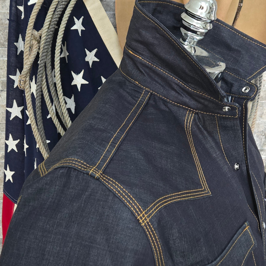 The Rambler II- Men's Triple Stitch Indigo Selvedge Denim Western Shirt