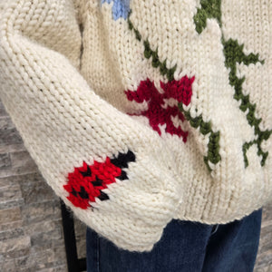 Pullover- Handknit Wildflowers Crewneck