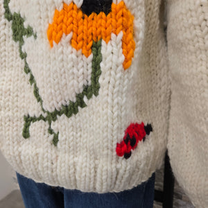 Pullover- Handknit Wildflowers Crewneck
