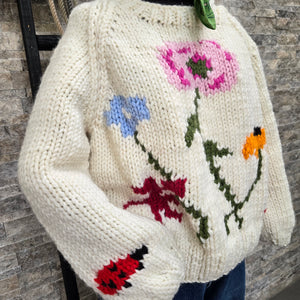 Pullover- Handknit Wildflowers Crewneck