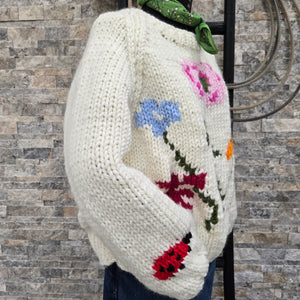 Pullover- Handknit Wildflowers Crewneck