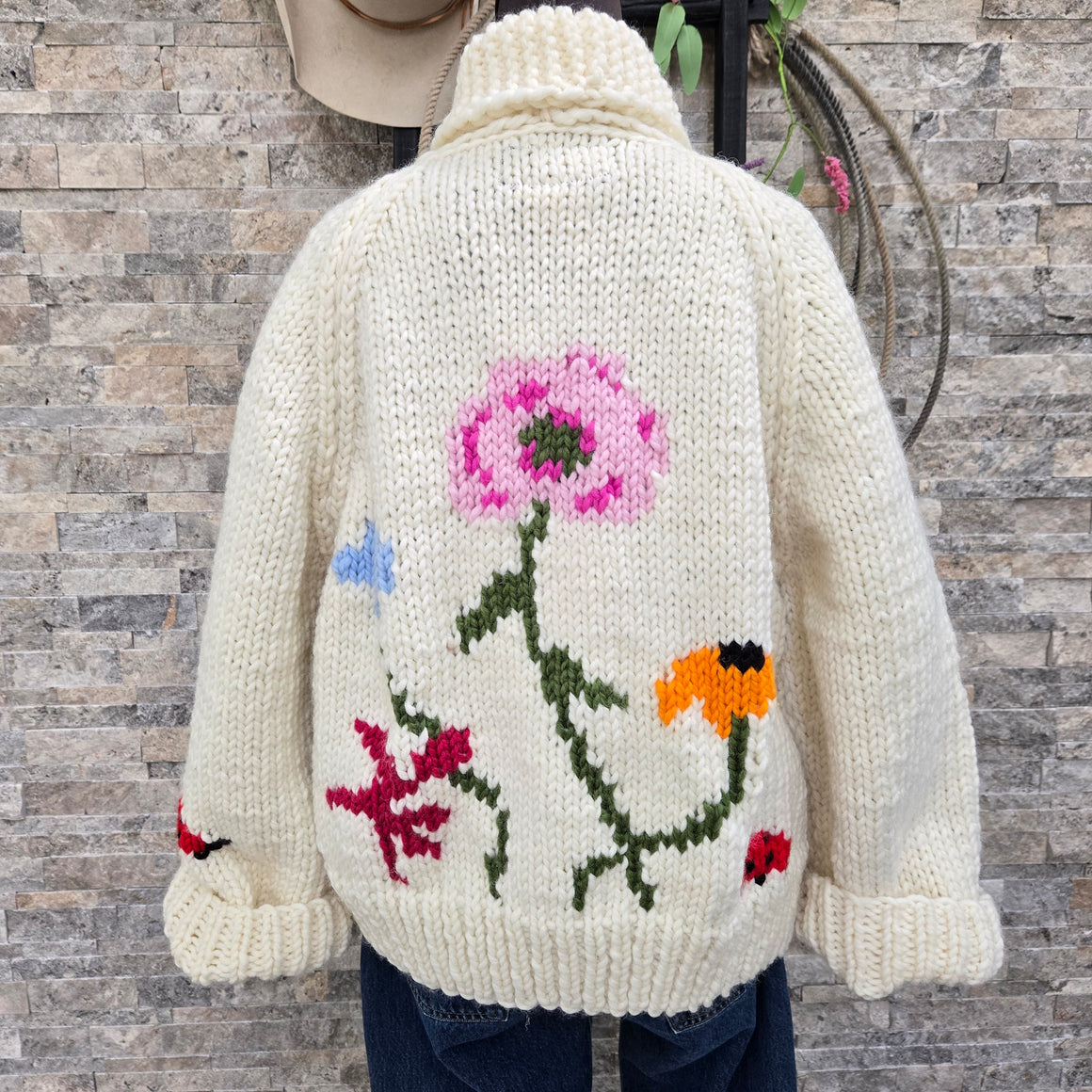 Cardigan- Handknit Wildflowers Jacket