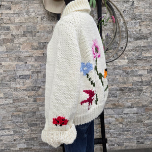 Cardigan- Handknit Wildflowers Jacket