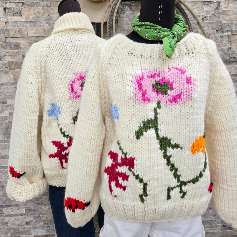Pullover- Handknit Wildflowers Crewneck