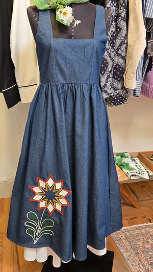 Dress- Geometric Garden Chainstitched Denim (sz.S)