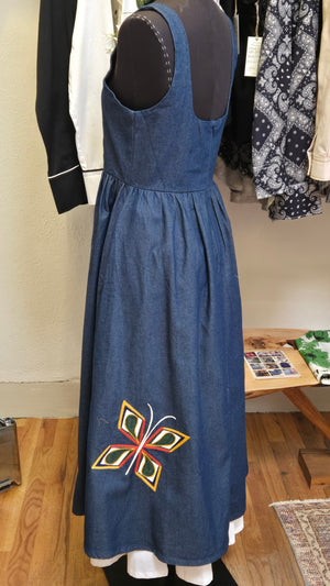 Dress- Geometric Garden Chainstitched Denim (sz.S)