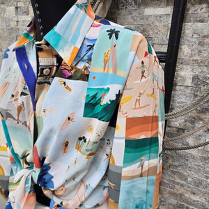 Silk Blouse- Surfer Photo Print