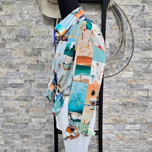 Silk Blouse- Surfer Photo Print