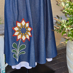 Dress- Geometric Garden Chainstitched Denim (sz.S)