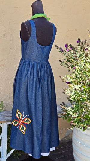 Dress- Geometric Garden Chainstitched Denim (sz.S)
