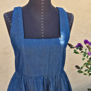 Dress- Geometric Garden Chainstitched Denim (sz.S)