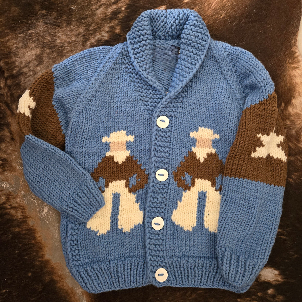 Cardigan- Handknit Cowboy Cardi (Denim)