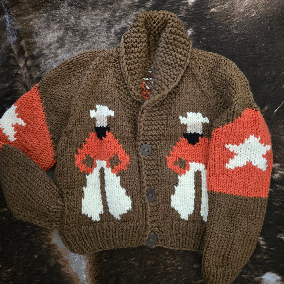 Cardigan- Handknit Cropped Cowboy Cardi (Chocolate)