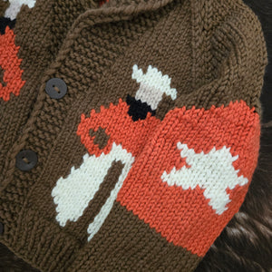Cardigan- Handknit Cowboy Cardi (Chocolate)