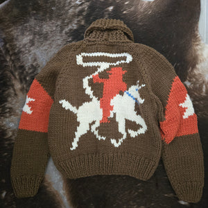 Cardigan- Handknit Cropped Cowboy Cardi (Chocolate)
