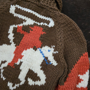 Cardigan- Handknit Cropped Cowboy Cardi (Chocolate)