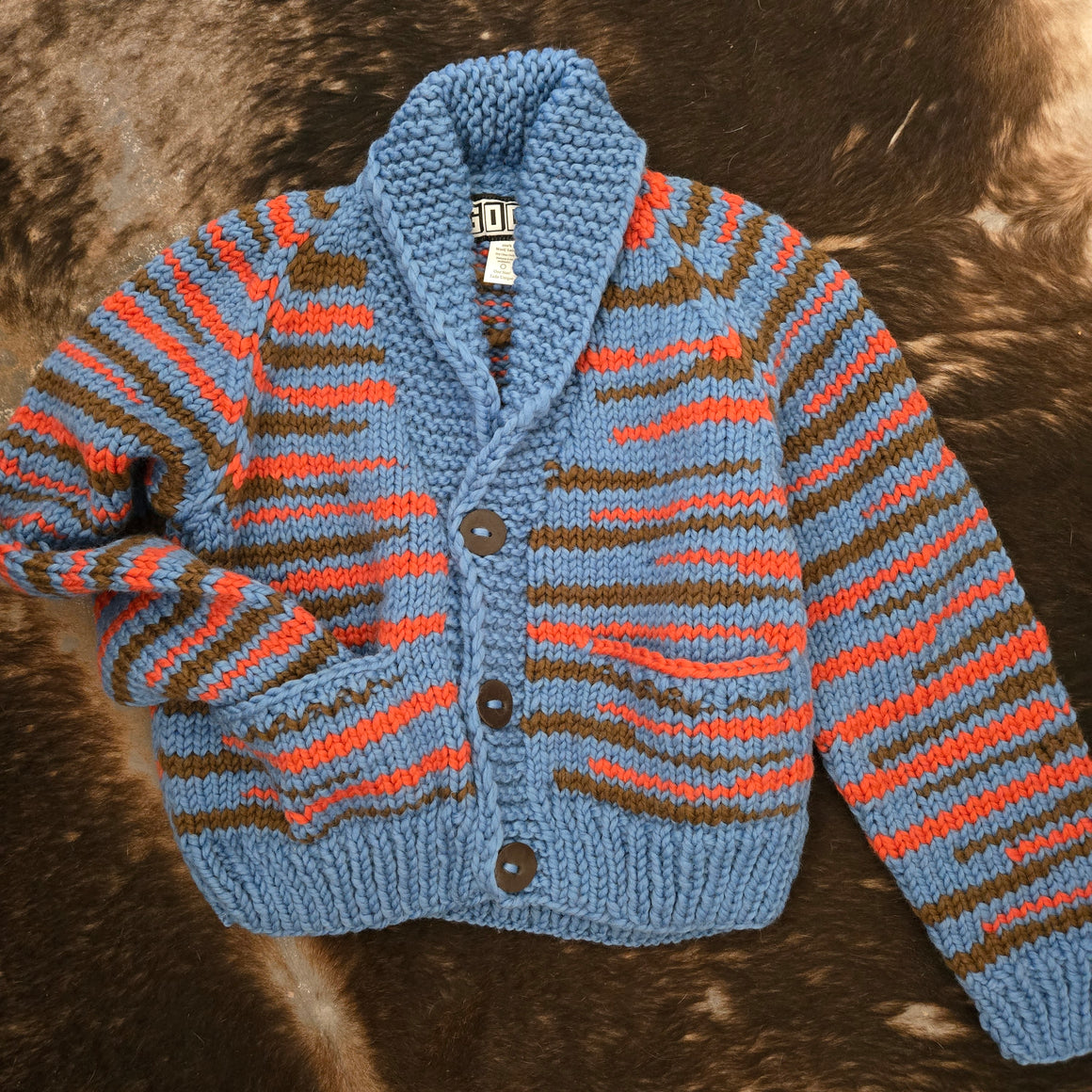 Cardigan-'No Waste' Handknit (Denim)