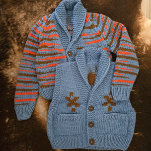 Cardigan-'No Waste' Handknit (Denim)