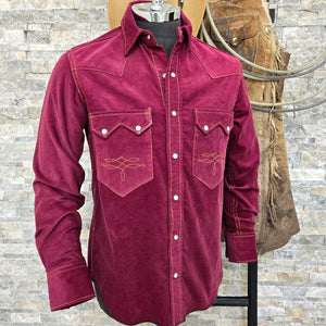 The Highwayman- Long Sleeve Oxblood Corduroy Western Shirt