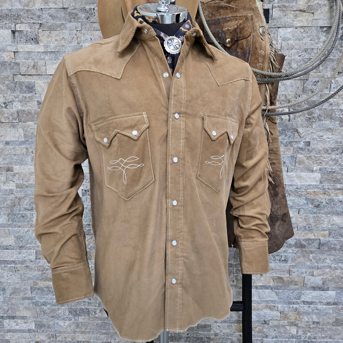 The Highwayman- Long Sleeve Desert Sand Corduroy Western Shirt