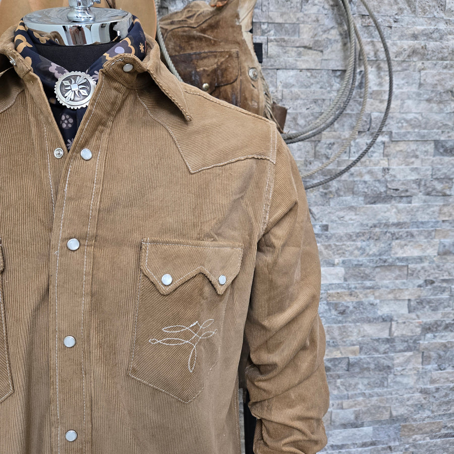 The Highwayman- Long Sleeve Desert Sand Corduroy Western Shirt