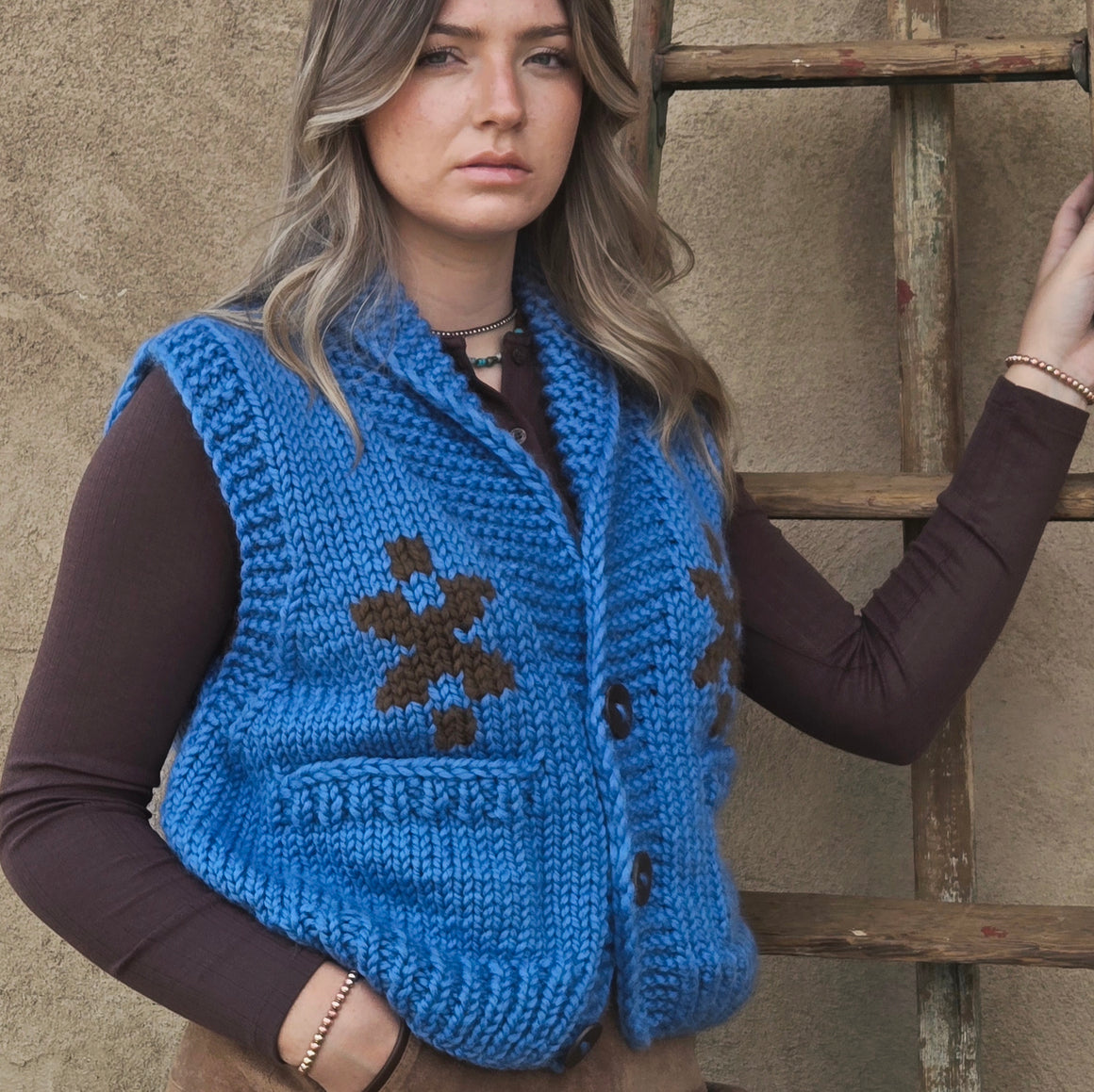 Heritage Vest- Handknit (Denim)