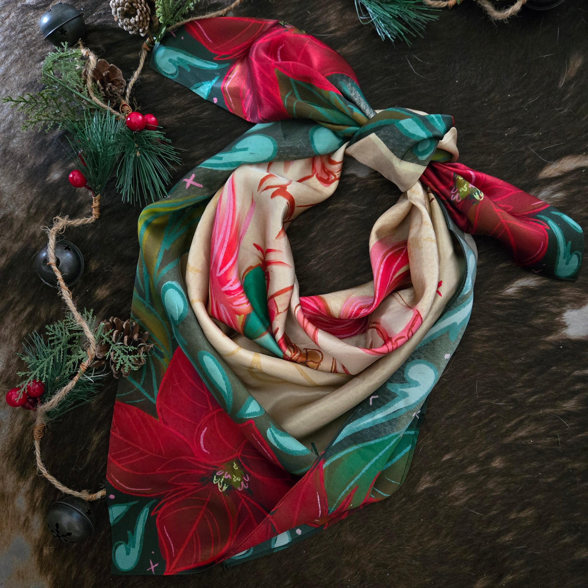 Range Bandana- Cowboy Christmas Silk