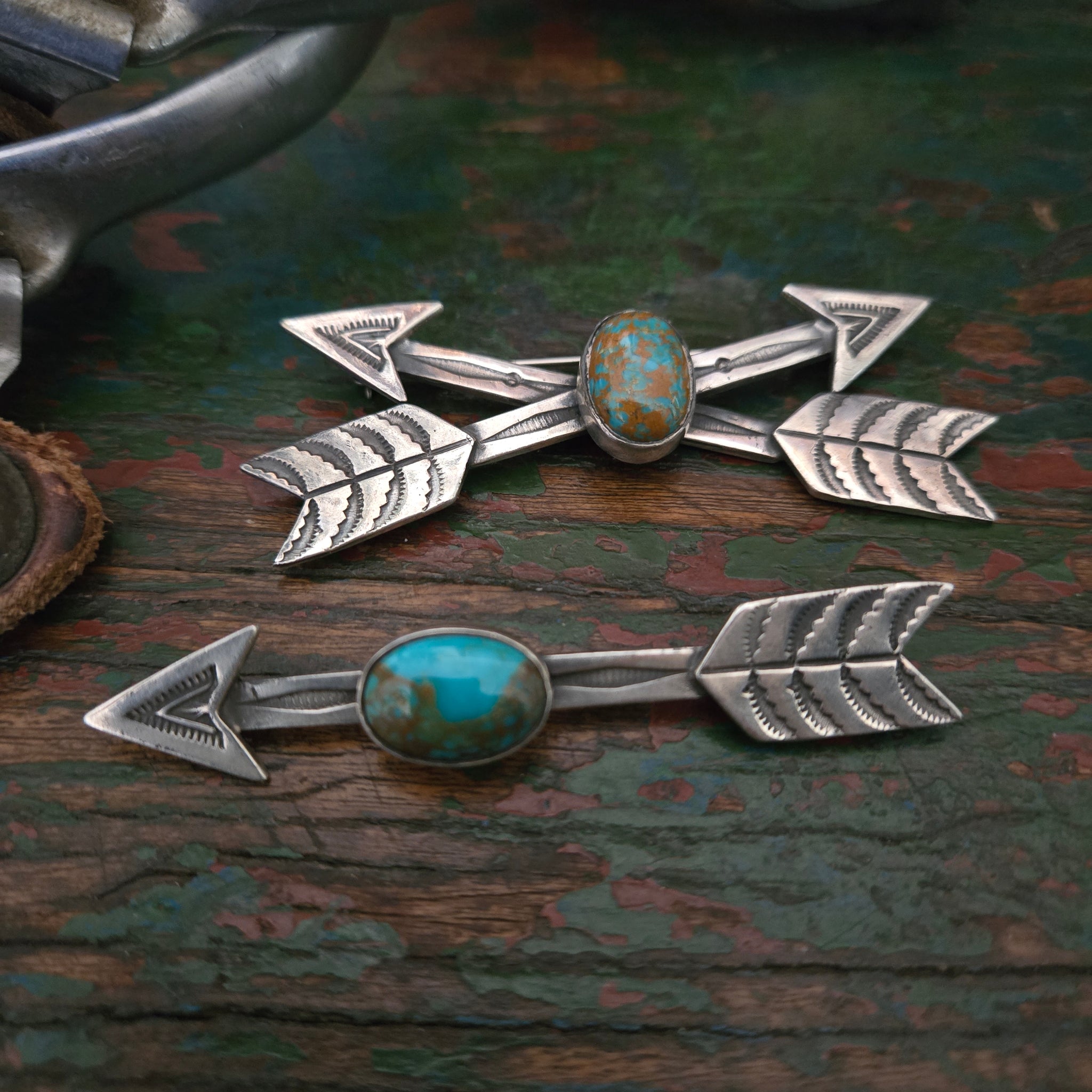 Pin- Turquoise/Silver Arrow Pin