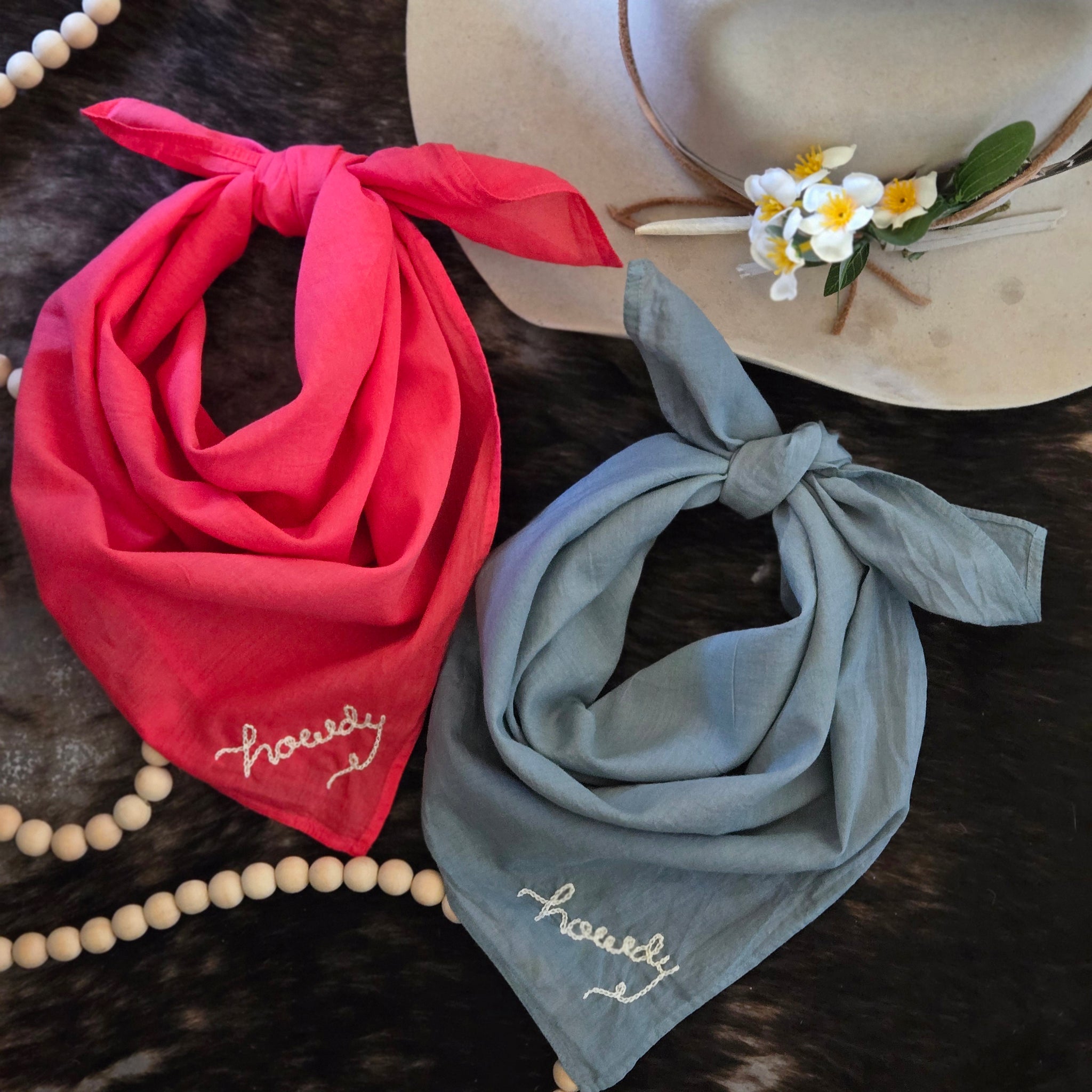 Bandana- Hand Embroidered Howdy