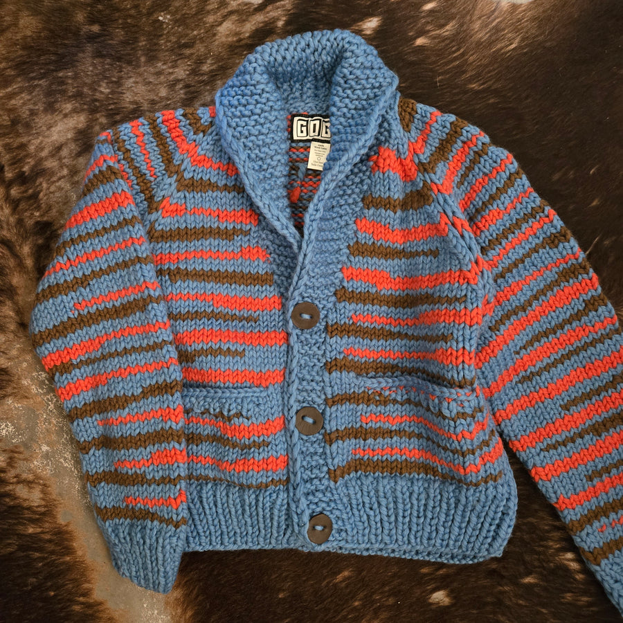 Cardigan-'No Waste' Handknit (Denim)